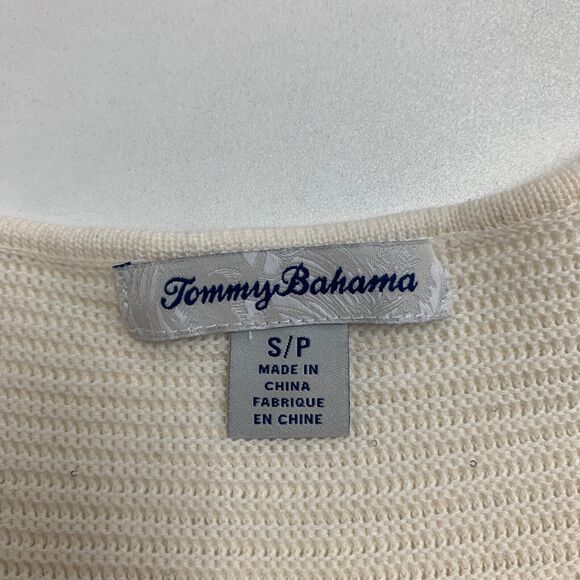 Tommy Bahama Blouse Womens S Ivory Ribbed Knit Sparkle Boat Neck Drop Shoulder - Picture 9 of 14